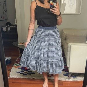 Tommy Hilfiger | Denim Eyelet Tiered Midi Skirt